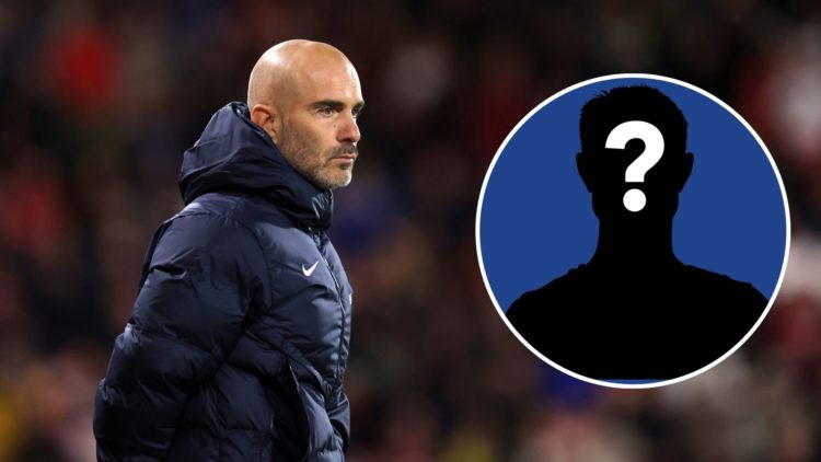 Enzo Maresca the Chelsea manager. Inset, mystery Chelsea player