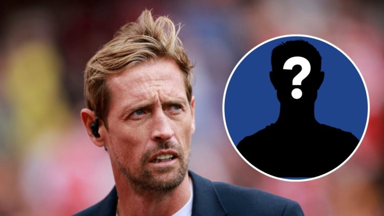 Premier League pundit Peter Crouch. Inset, mystery Chelsea player