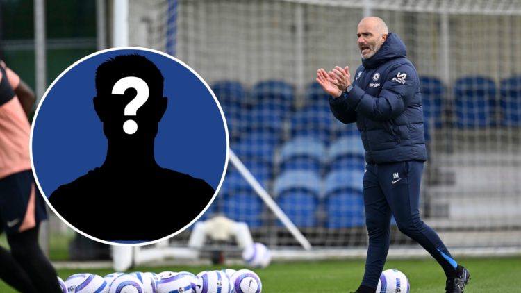 Chelsea manager Enzo Marsca at the training ground. Inset, mystery Chelsea player