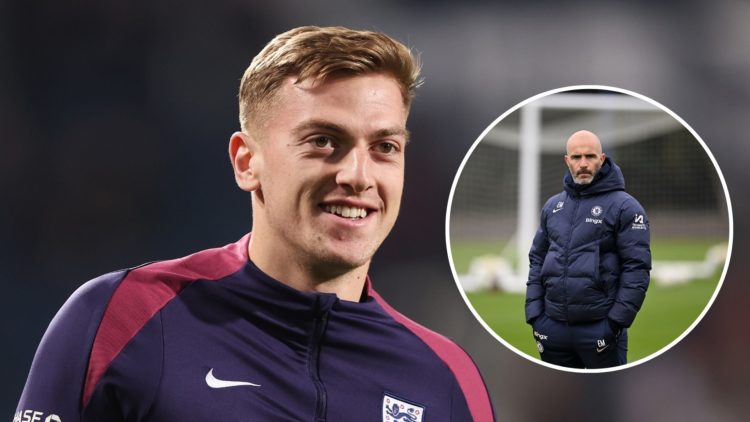 Liam Delap of England reacts during the warm up prior to the Men's U21 international match between England and Portugal. Inset: Head Coach Enzo Mar...