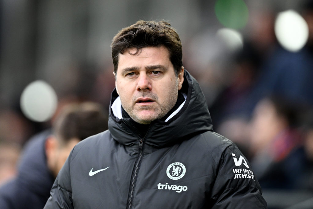 Mauricio Pochettino looks on prior to the Premier League match between Luton Town and Chelsea