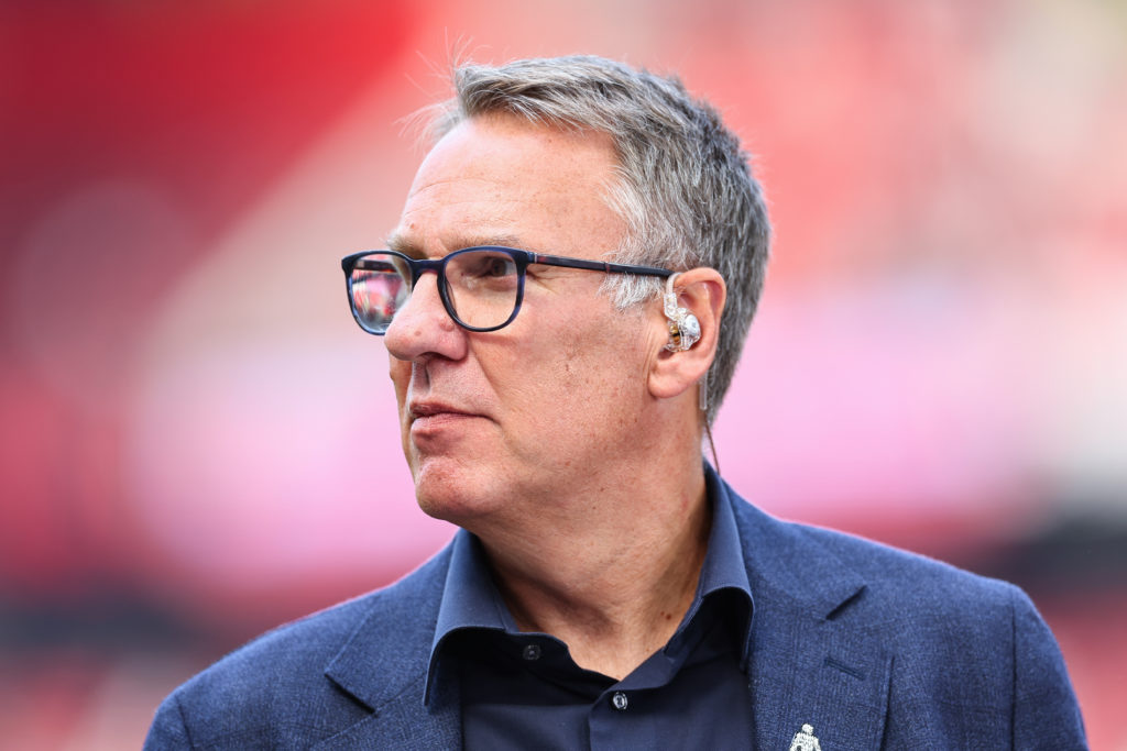 Paul Merson working as a pundit for the Premier League match between Manchester United and Arsenal.