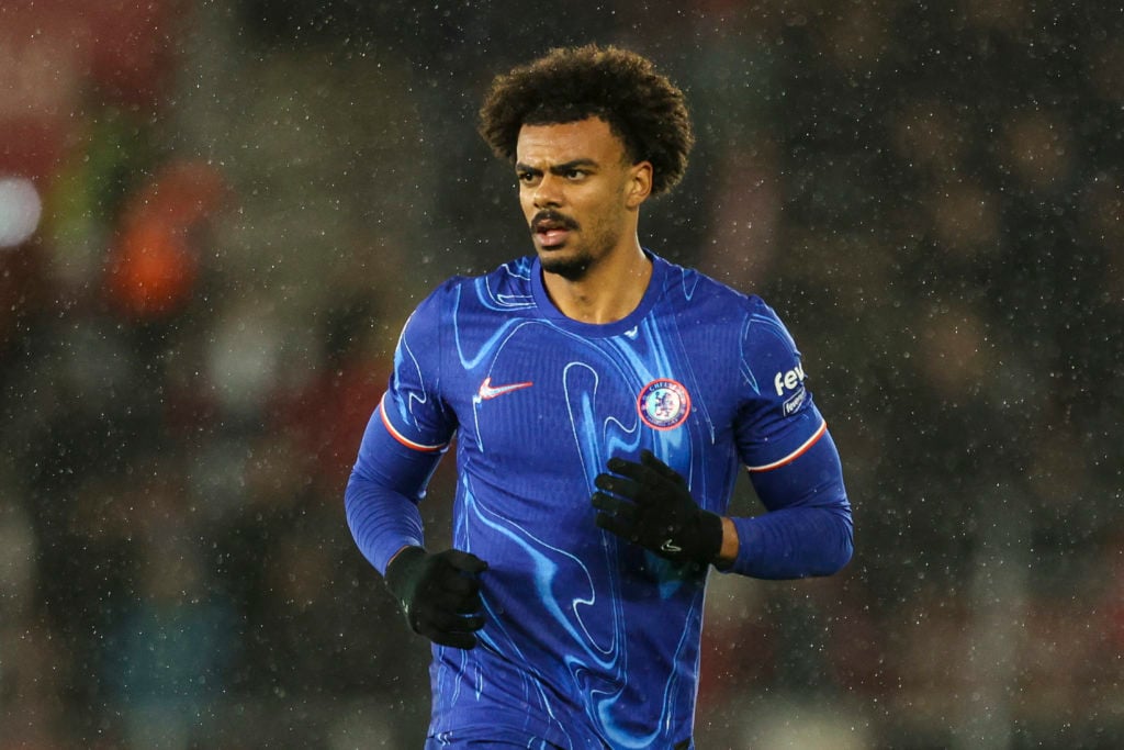 Renato Veiga playing for Chelsea against Southampton in the Premier League.
