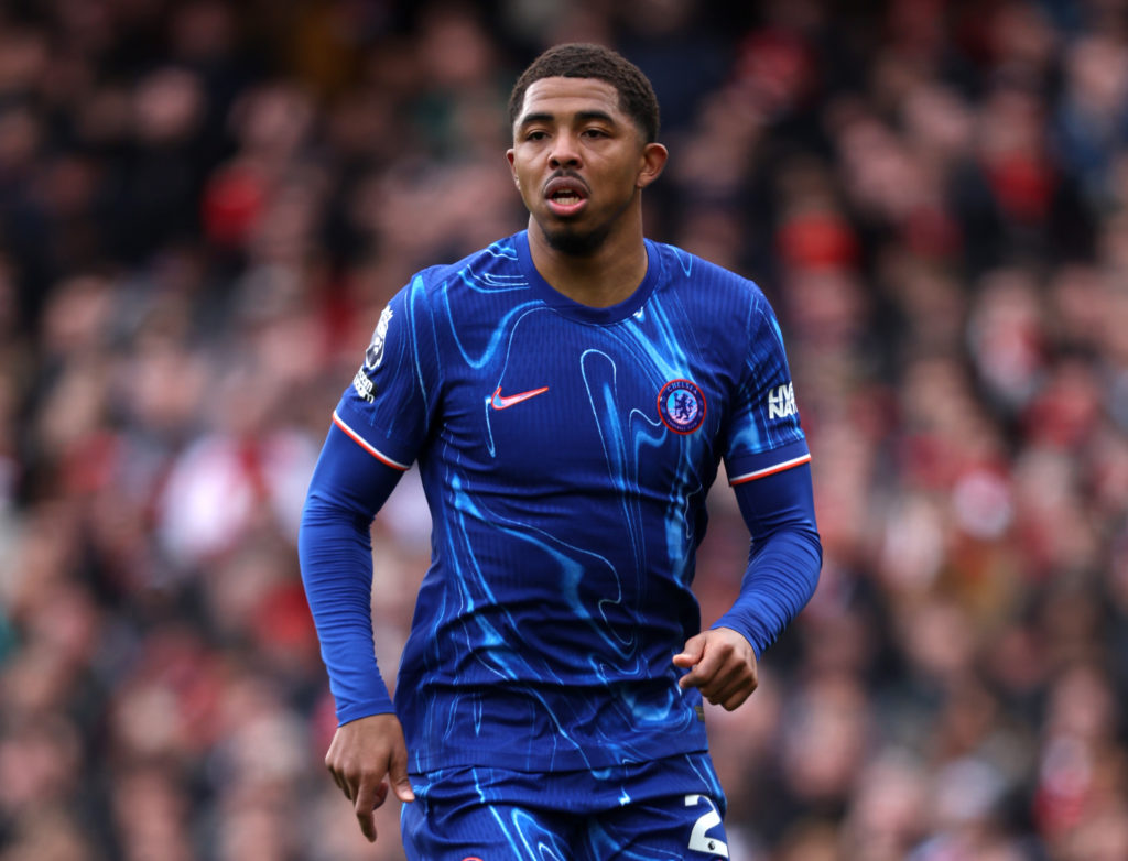 Wesley Fofana playing for Chelsea against Arsenal in the Premier League.