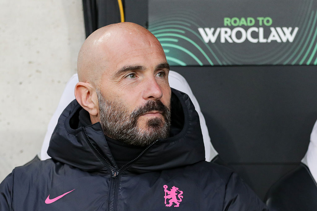 Chelsea manager Enzo Maresca looks on during the Conference League tie against Legia Warsaw