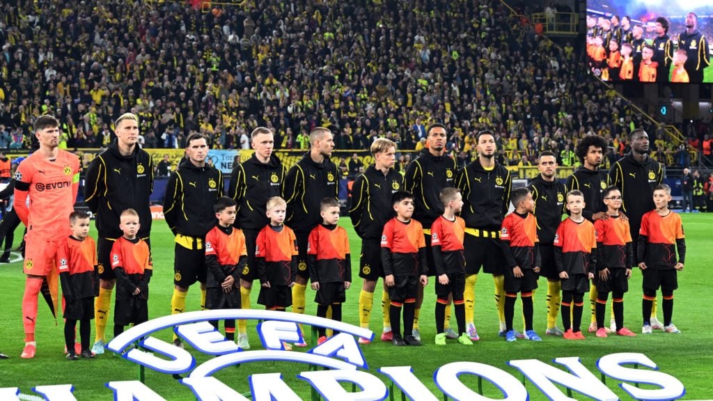 Borussia Dortmund players before Champions League tie against Barcelona