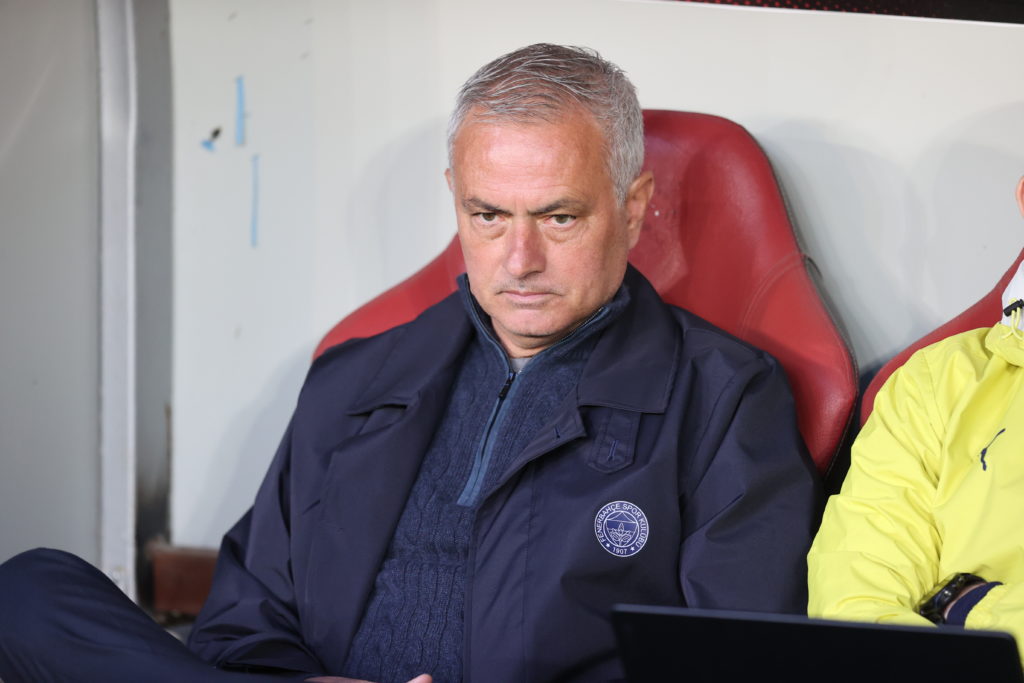 Fenerbahce manager Jose Mourinho looks on during the Super Lig match against Gaziantep FK.