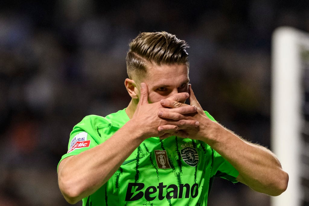 Viktor Gyokeres celebrates scoring for Sporting CP against Boavista FC.