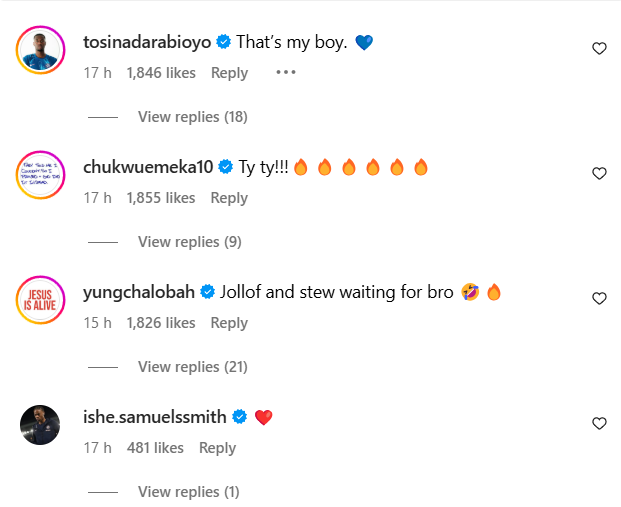 Comments on Tyrique George's Instagram post