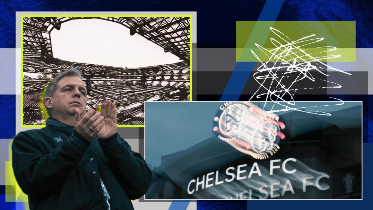 Composite image of Chelsea owner Todd Boehly, a general view of Twickenham Stadium and Stamford Bridge