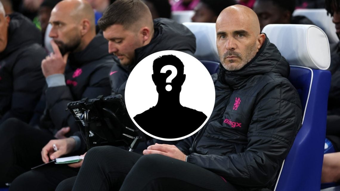 Enzo Maresca in dugout with inset of mystery player