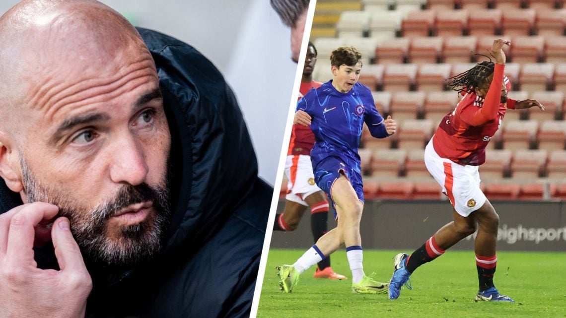 Enzo Maresca head coach of Chelsea FC looks on during the UEFA Conference League 2024/25 Quarter Final First Leg match between Legia Warszawa and C...