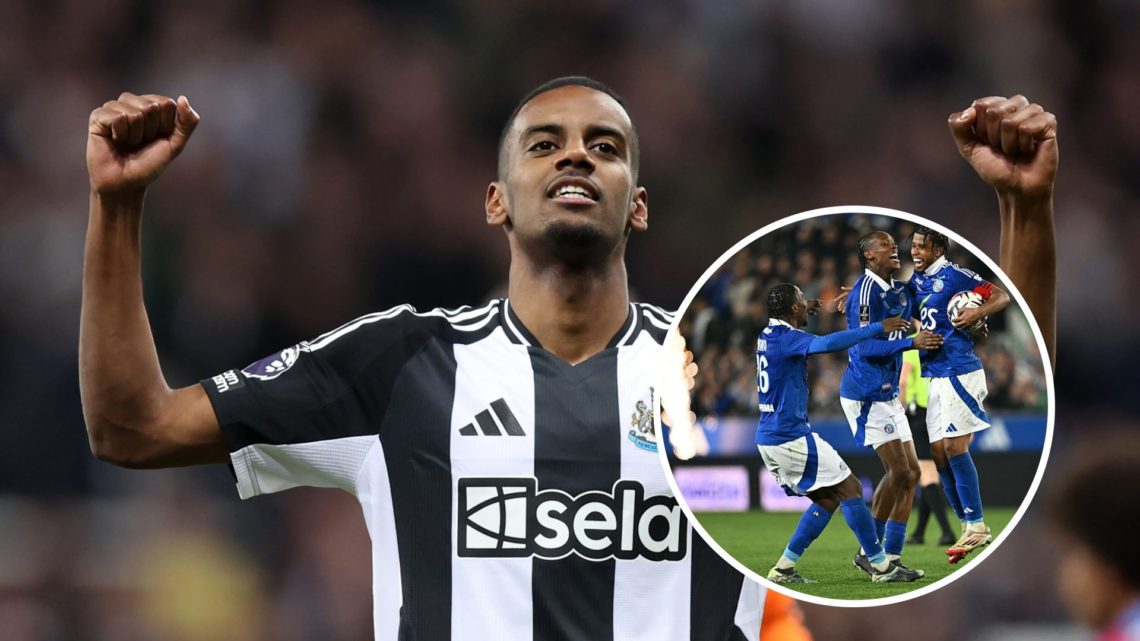 Alexander Isak of Newcastle United celebrates scoring his team's fifth goal during the Premier League match between Newcastle United FC and Crystal...
