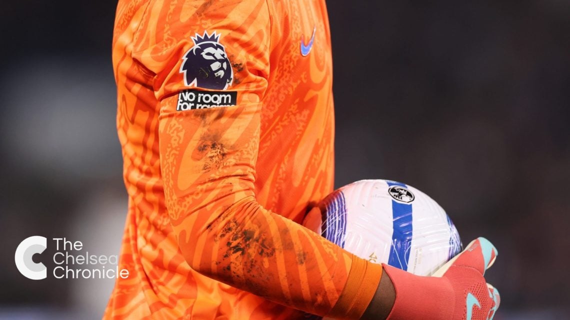 Chelsea goalkeeper Robert Sanchez holding Premier League ball