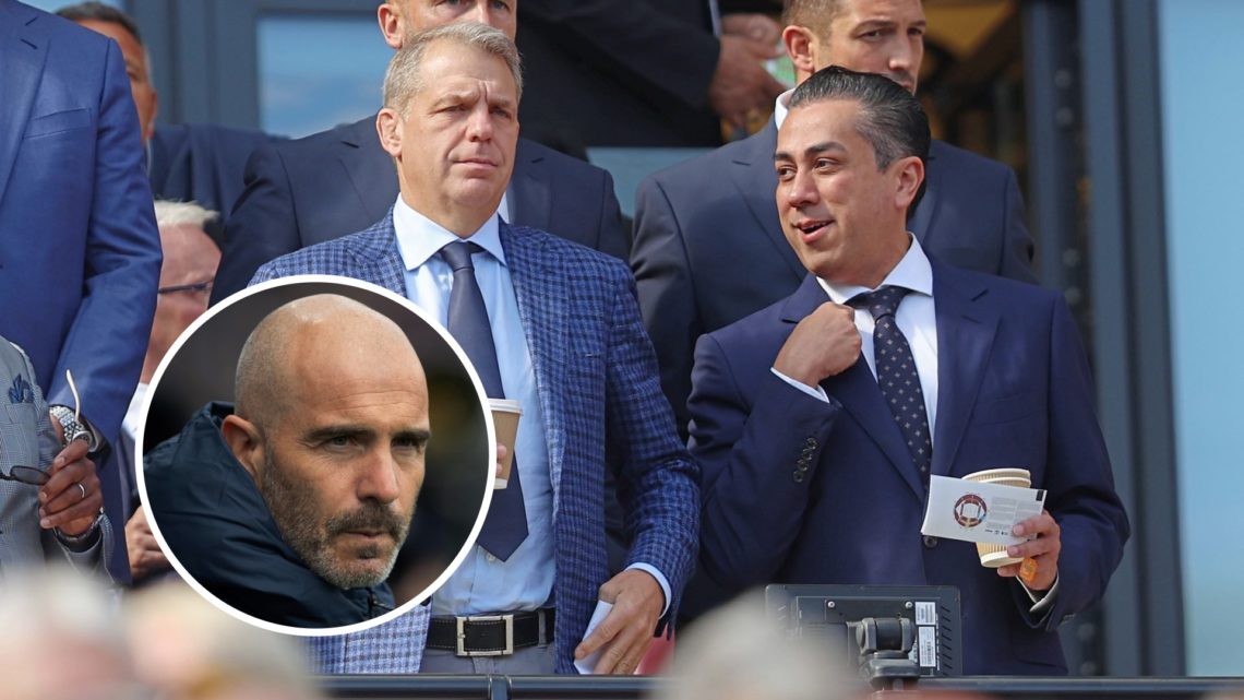 Chelsea Co Owners Behdad Eghbali, Todd Boehly during the Premier League match between West Ham United FC and Chelsea FC. Chelsea Head Coach Enzo Ma...