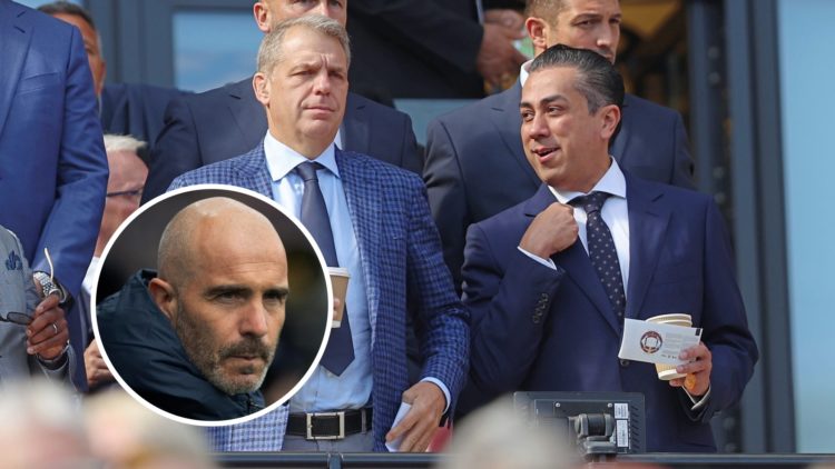 Chelsea Co Owners Behdad Eghbali, Todd Boehly during the Premier League match between West Ham United FC and Chelsea FC. Chelsea Head Coach Enzo Ma...