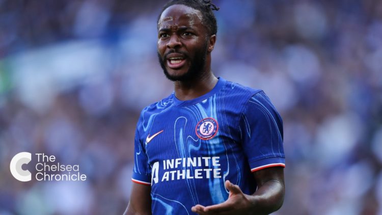 Chelsea winger Raheem Sterling with puzzled expression