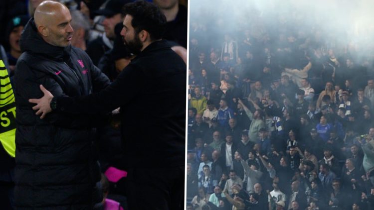 Supporters of Chelsea FC are seen during the UEFA Conference League 2024/25 Quarter Final Second Leg match between Chelsea FC and Legia Warszawa. H...