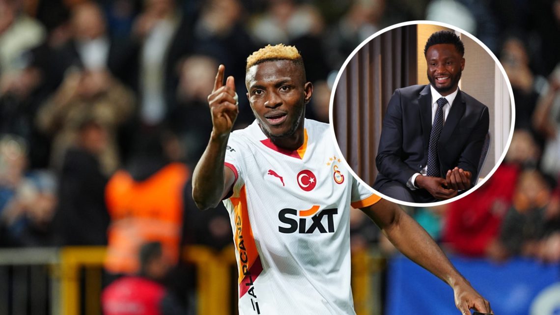 Victor Osimhen of Galatasaray celebrates after a goal during Turkish Super Lig week 33 football match between ikas Eyupspor and Galatasaray. John O...