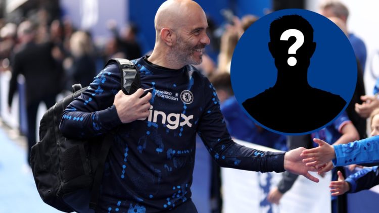 Chelsea manager Enzo Maresca arriving at Stamford Bridge, inset of mystery player