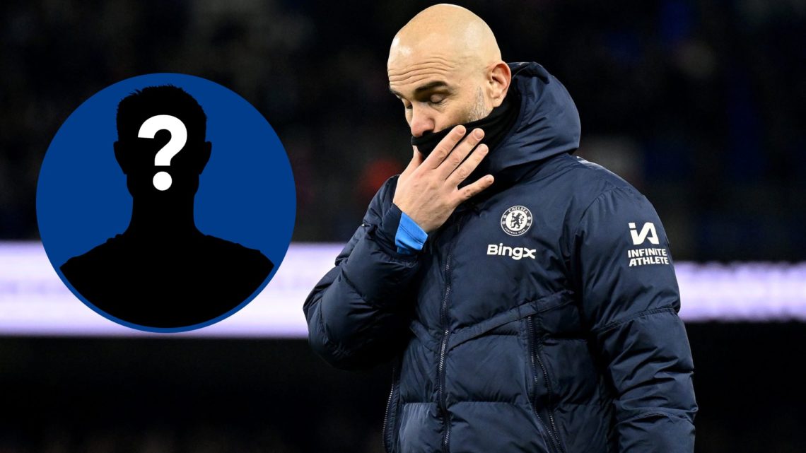 Chelsea manager Enzo Maresca looking disappointed after game, inset of mystery player