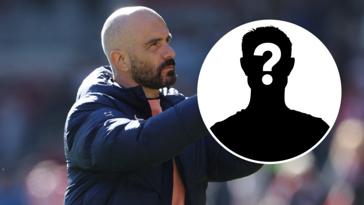 Chelsea manager Enzo Maresca clapping after game, inset of mystery player