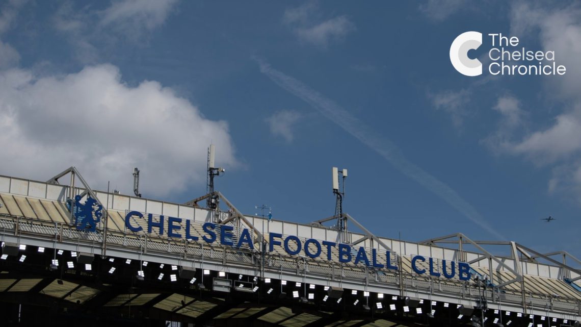 The top of Chelsea's stadium Stamford Bridge on a clear day