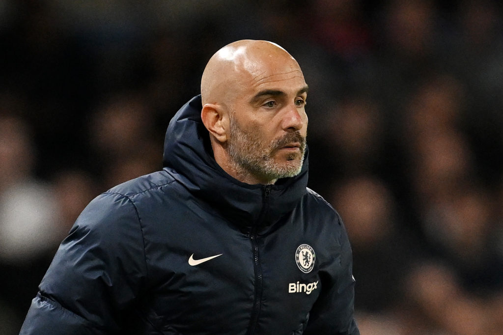 Chelsea boss Enzo Maresca at the Premier League match against Manchester United.