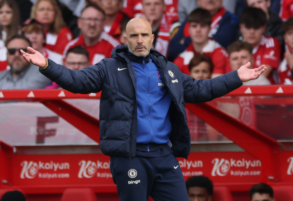 Enzo Maresca looks on during Chelsea's win over Nottingham Forest