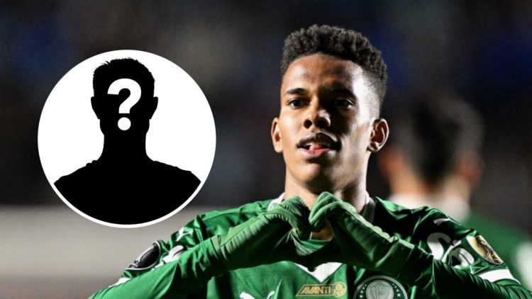 Estevao Willian playing for Palmeiras in the Copa Libertadores. Inset, mystery football player