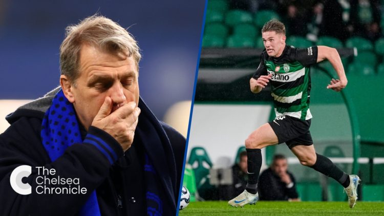 Split image - Todd Boehly reacts following the match between Chelsea FC and Newcastle United and Sport's Viktor Gyokeres running with the ball