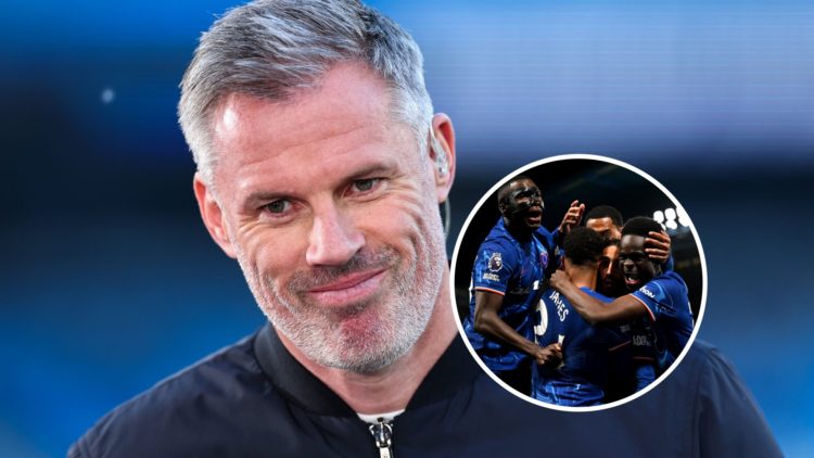 Jamie Carragher during the Premier League match between Manchester City FC and Wolverhampton Wanderers FC. Marc Cucurella of Chelsea celebrates sco...