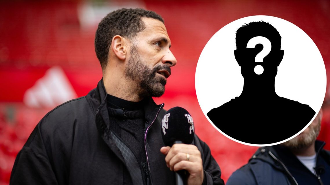 Rio Ferdinand gives a pre match interview ahead of match between Manchester United and Everton, inset mystery player