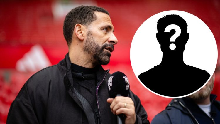 Rio Ferdinand gives a pre match interview ahead of match between Manchester United and Everton, inset mystery player
