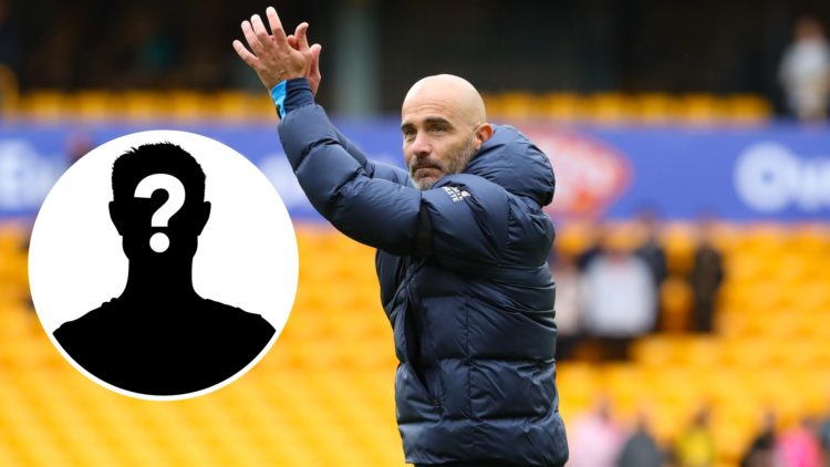 Chelsea manager Enzo Maresca applauding fans after win against Wolves, inset mystery player
