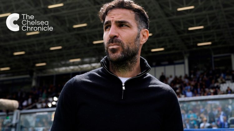 Como manager Cesc Fabregas looking serious before game