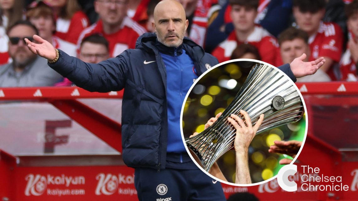 Enzo Maresca, Manager of Chelsea, reacts during the Premier League match between Nottingham Forest FC and Chelsea FC. The UEFA Europa Conference Le...