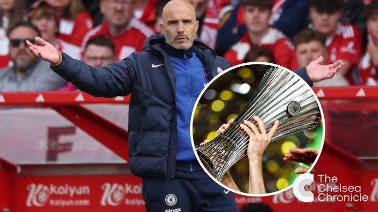 Enzo Maresca, Manager of Chelsea, reacts during the Premier League match between Nottingham Forest FC and Chelsea FC. The UEFA Europa Conference Le...