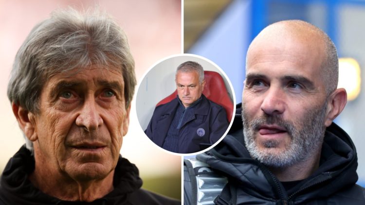 Picture one Real Betis manager Manuel Pellegrini. Picture two Chelsea manager Enzo Maresca. Inset, Fenerbahce manager Jose Mourinho