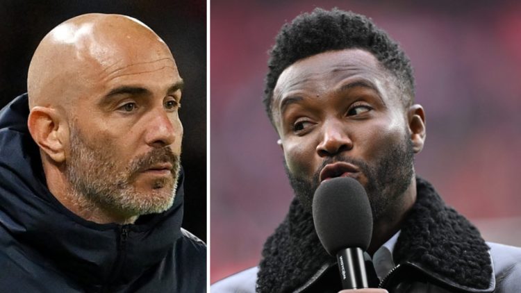 Picture one Chelsea manager Enzo Maresca in a Premier League match. Picture two former Chelsea midfielder John Obi Mikel at the 2024 Carabao Cup final