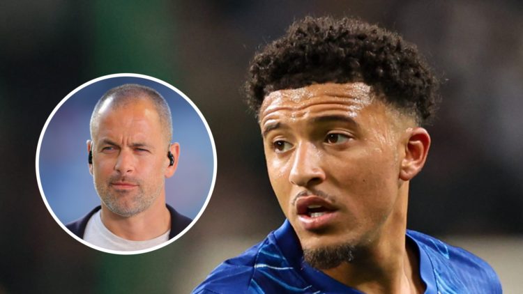 Jadon Sancho playing for Chelsea in the Conference League. Inset, Joe Cole as a pundit