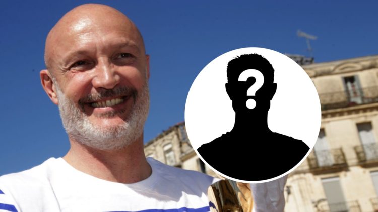 Former Chelsea defender Frank Leboeuf. Inset, mystery football player