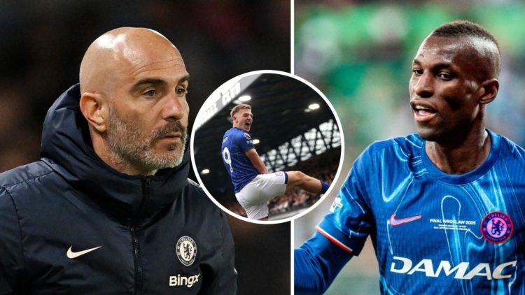 Picture one Chelsea manager Enzo Maresca in the Premier League. Picture two Chelsea striker Nicolas Jackson in the Conference League. Inset, Ipswic...