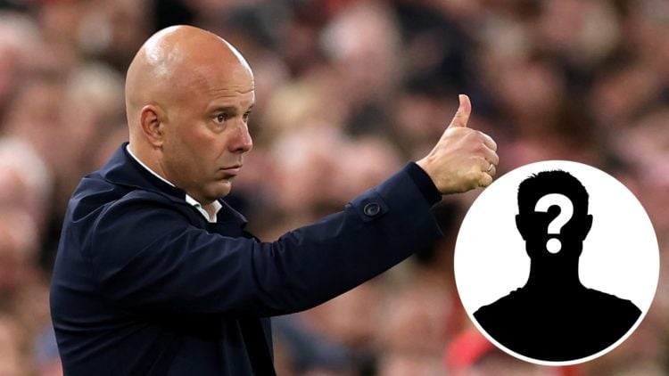 Liverpool manager Arne Slot in the Premier League. Inset, mystery football player
