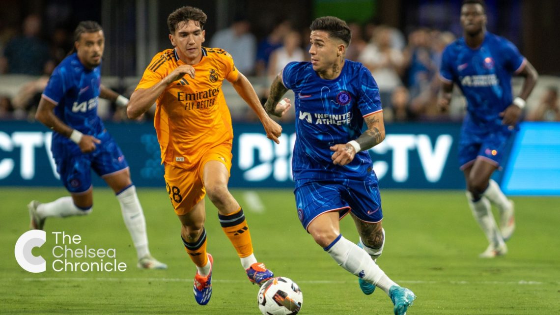 Chelsea midfielder Enzo Fernandez in pre-season friendly versus Real Madrid