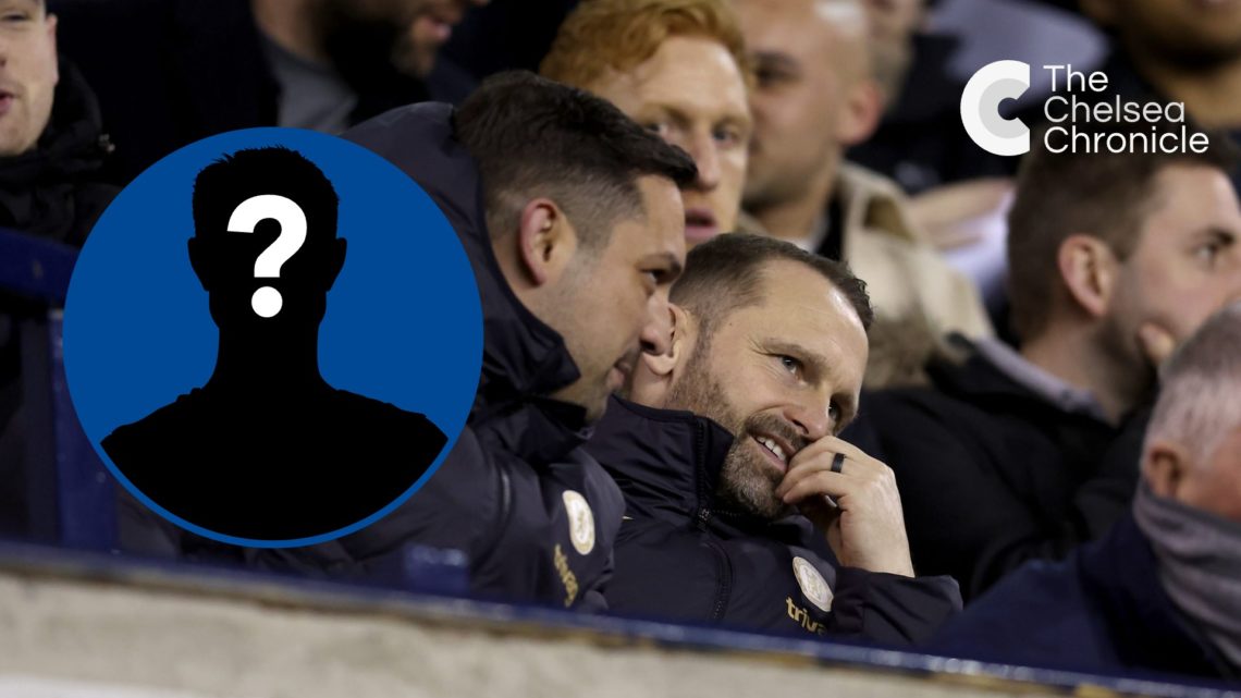 Chelsea directors Laurence Stewart and Paul Winstanley watching game, inset mystery player