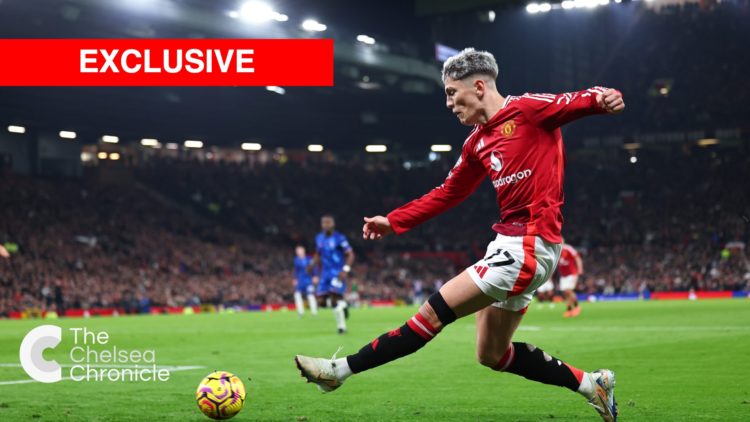 Alejandro Garnacho playing for Manchester United against Chelsea in the Premier League