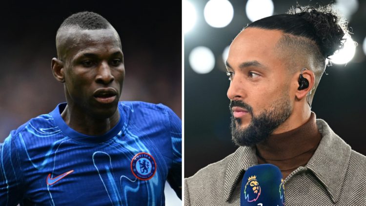Picture one Nicolas Jackson playing for Chelsea in the Premier League. Picture two former Premier League star Theo Walcott as a pundit