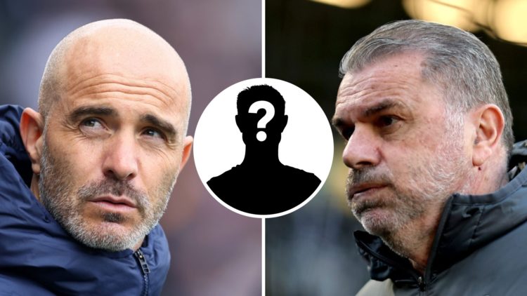 Picture one Chelsea manager Enzo Maresca. Picture two Tottenham manager Ange Postecoglou. Inset, mystery football player