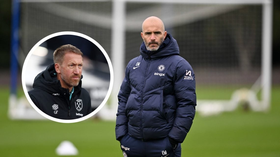 Chelsea manager Enzo Maresca on the training ground. West Ham manager Graham Potter in the Premier League